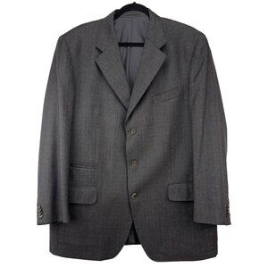 LORO PIANA "FLAWS" Italy Super 110's Wool Single Breasted Plaid Gray Blazer 60R